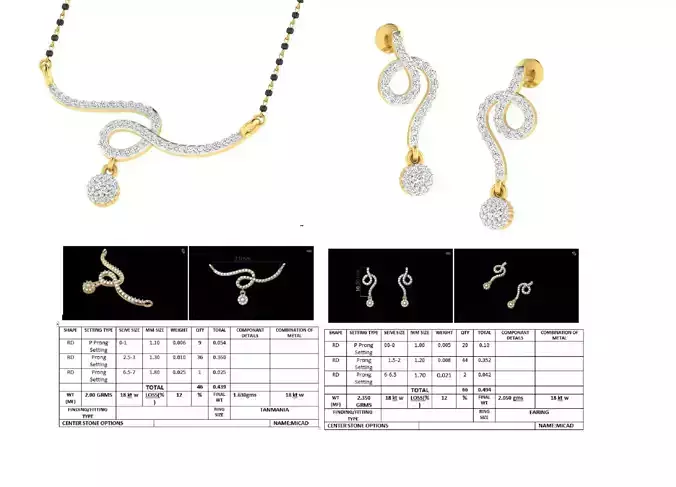 Golden Jewellery Set With Diamonds  4