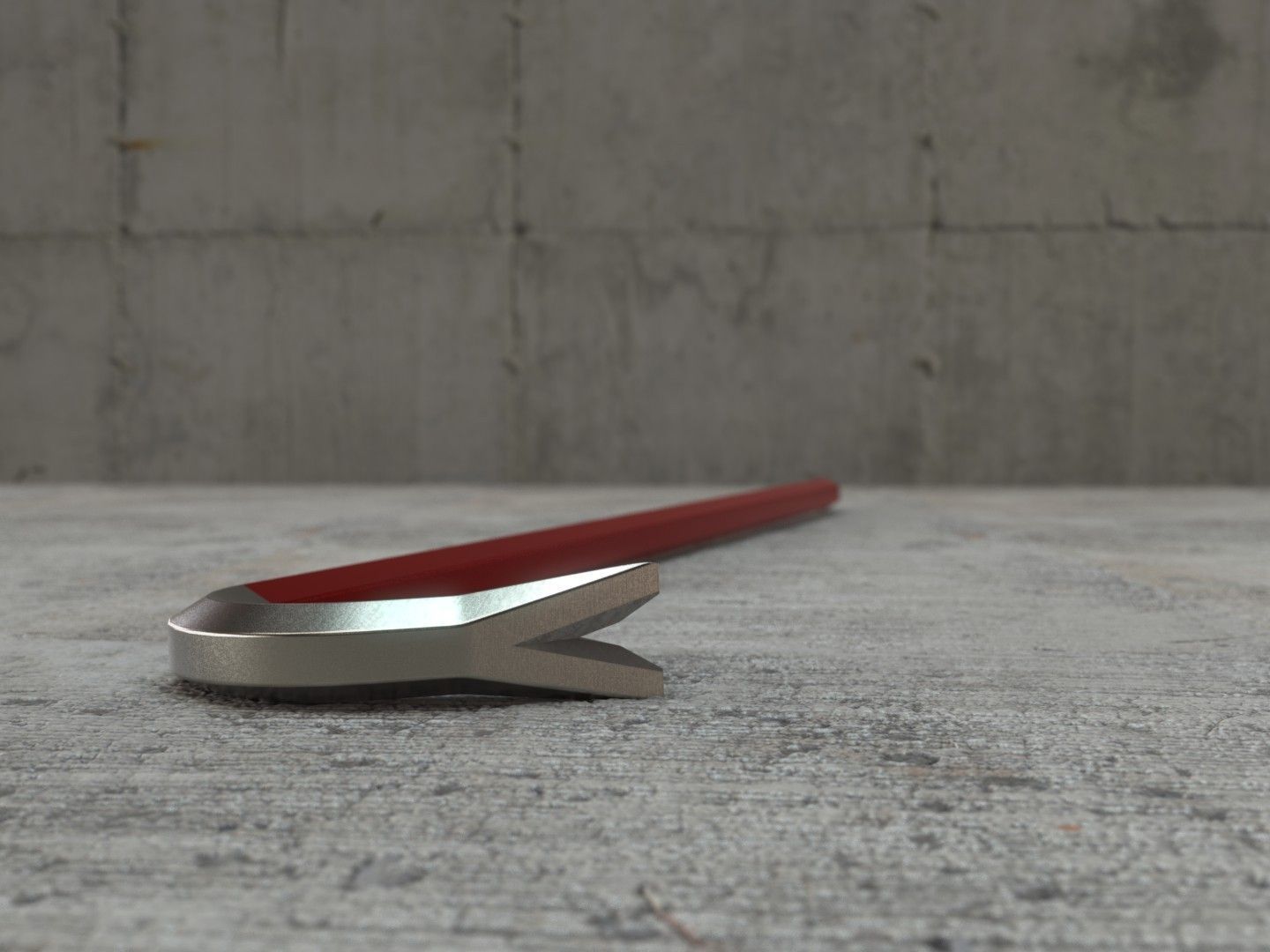 Crowbar metal hammer on concrete Free 3D model_1