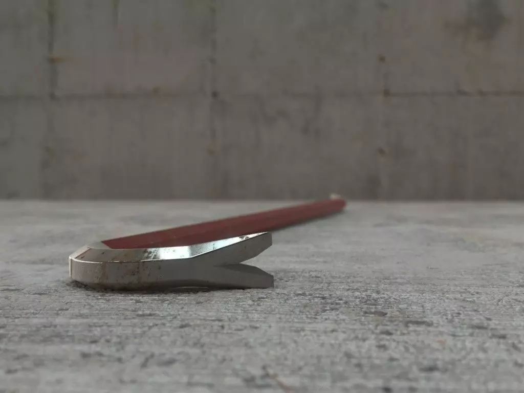 Crowbar metal hammer on concrete Free 3D model_0