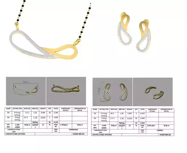 Golden Leaf Design Jewellery Set With Diamonds 