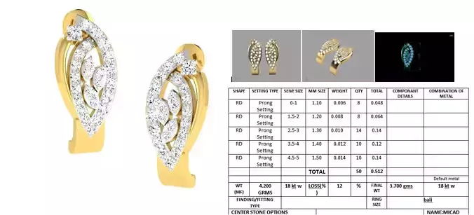 Golden Earrings With Diamonds  1