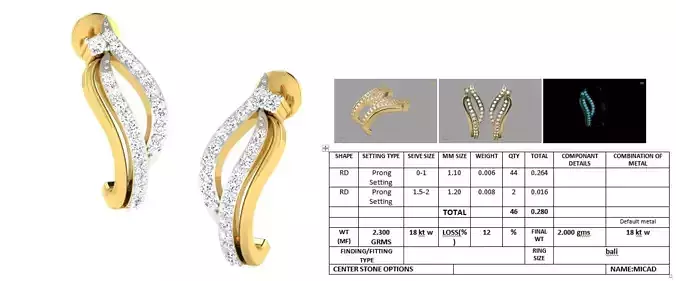 Golden Earrings With Diamonds  2