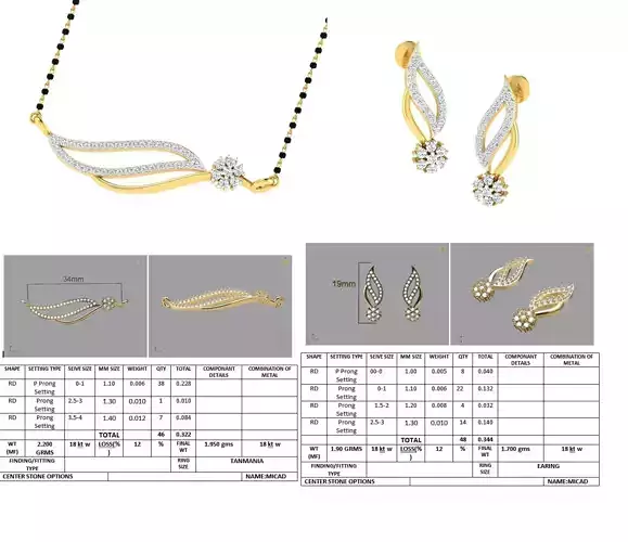 Golden Jewellery Set With Diamonds  5