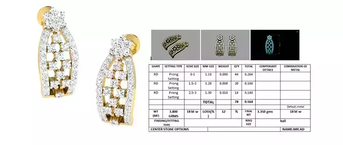 Golden Earrings With Diamonds  4