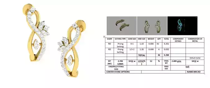 Golden Earrings With Diamonds  5