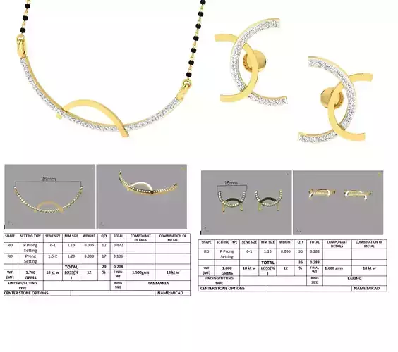Golden Jewellery Set With Diamonds  8