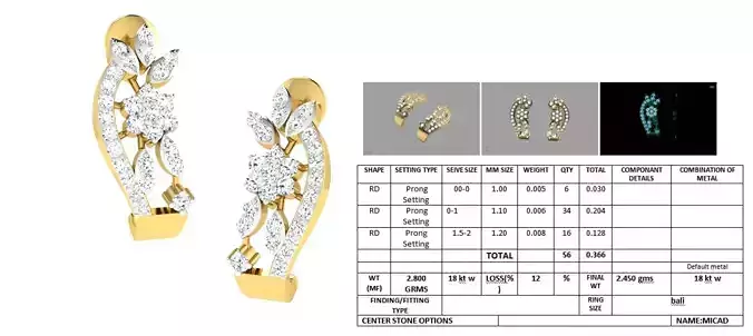 Golden Earrings With Diamonds  6