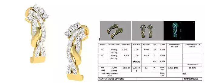 Golden Earrings With Diamonds  10