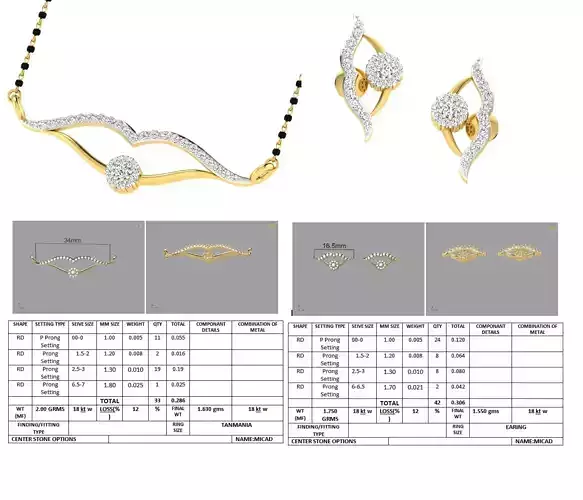 Golden Jewellery Set With Diamonds  12