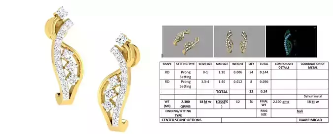 Golden Earrings With Diamonds  11