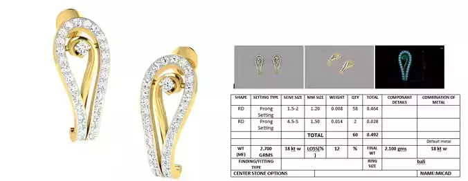 Golden Earrings With Diamonds  12