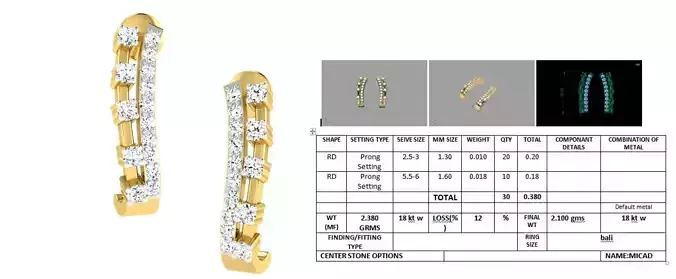 Golden Earrings With Diamonds  13