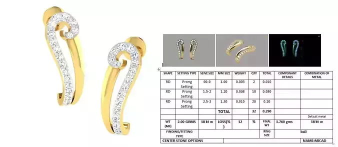 Golden Earrings With Diamonds  14