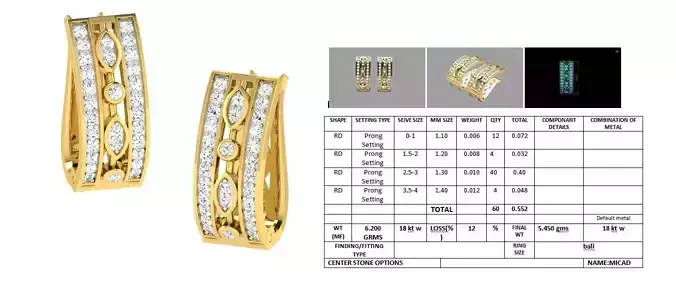 Golden Earrings With Diamonds  15