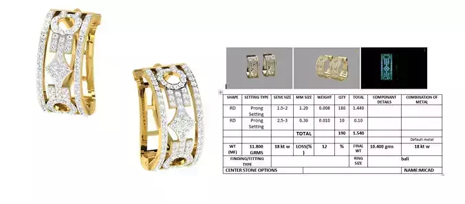 Golden Earrings With Diamonds  17