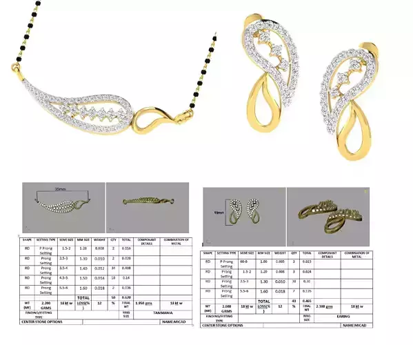 Drop Design Jewellery Set With Diamonds 