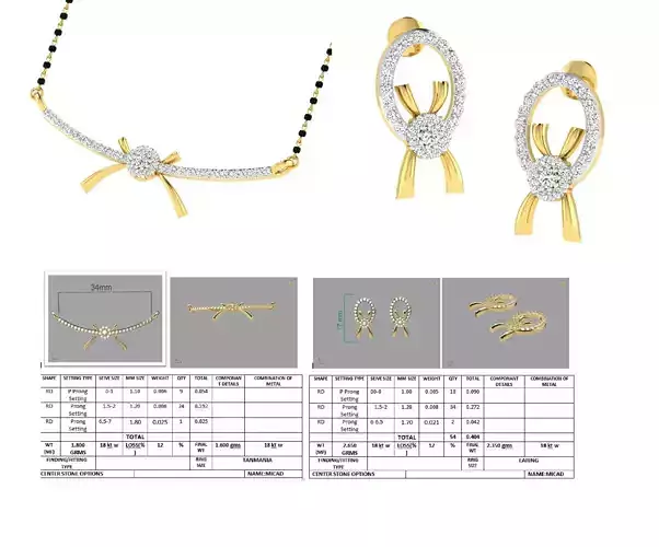 Golden Jewellery Set With Diamonds  16