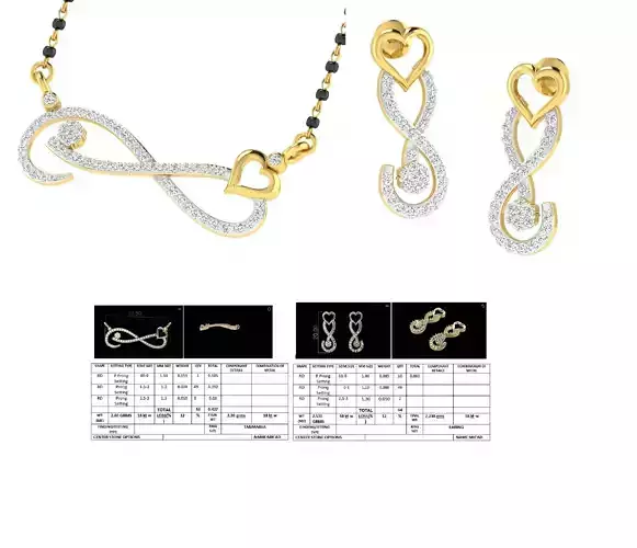 Spiral Jewellery Set With Diamonds 