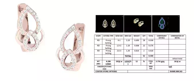 Drop Design Earrings With Diamonds 