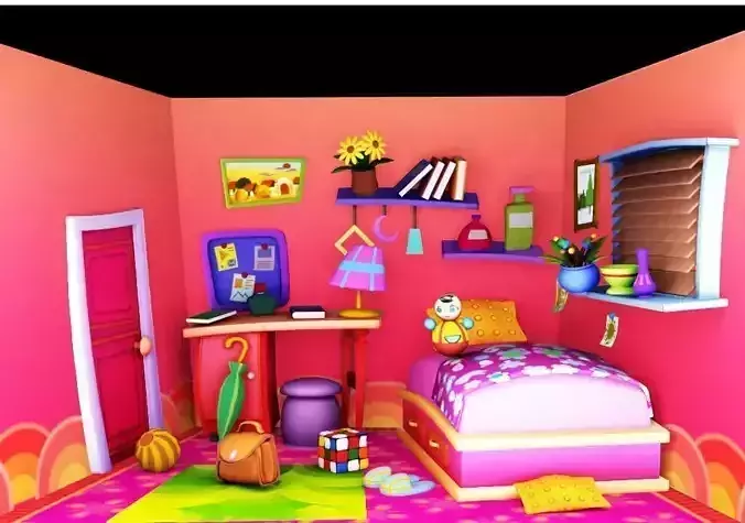 Bed Room Baybe Girl Low-poly 3D model