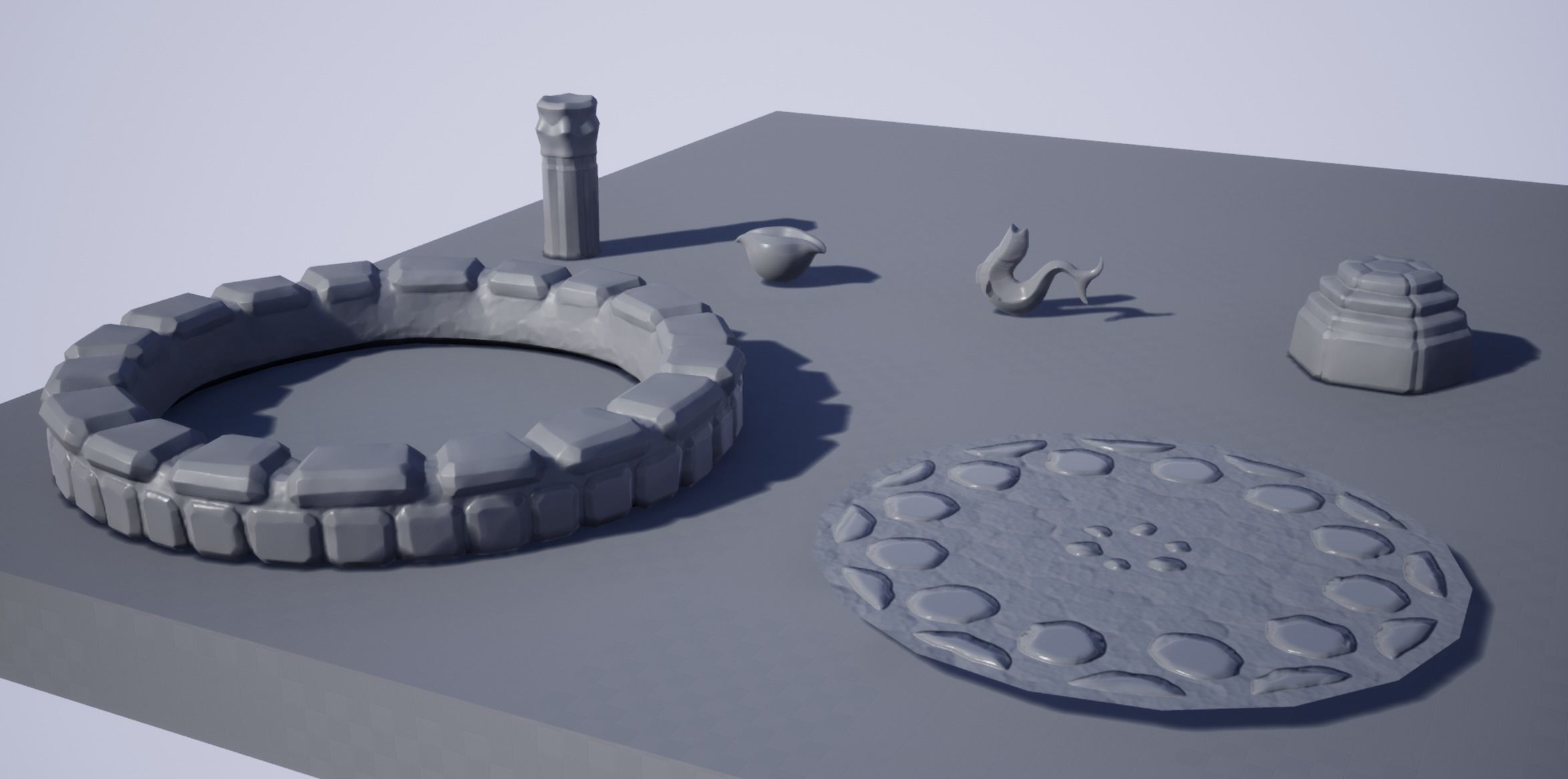 Elegant Versatile Fountain Set Low-poly 3D model_8