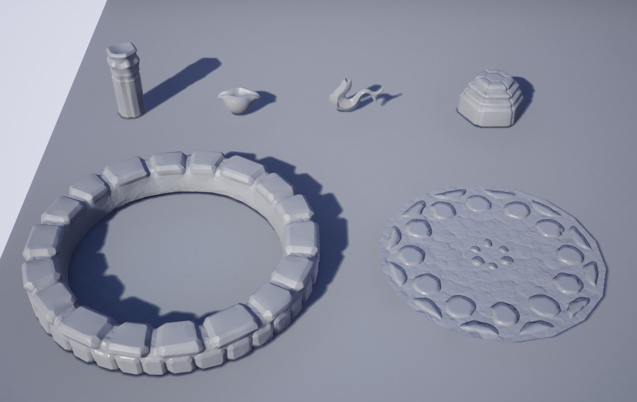 Elegant Versatile Fountain Set Low-poly 3D model_6