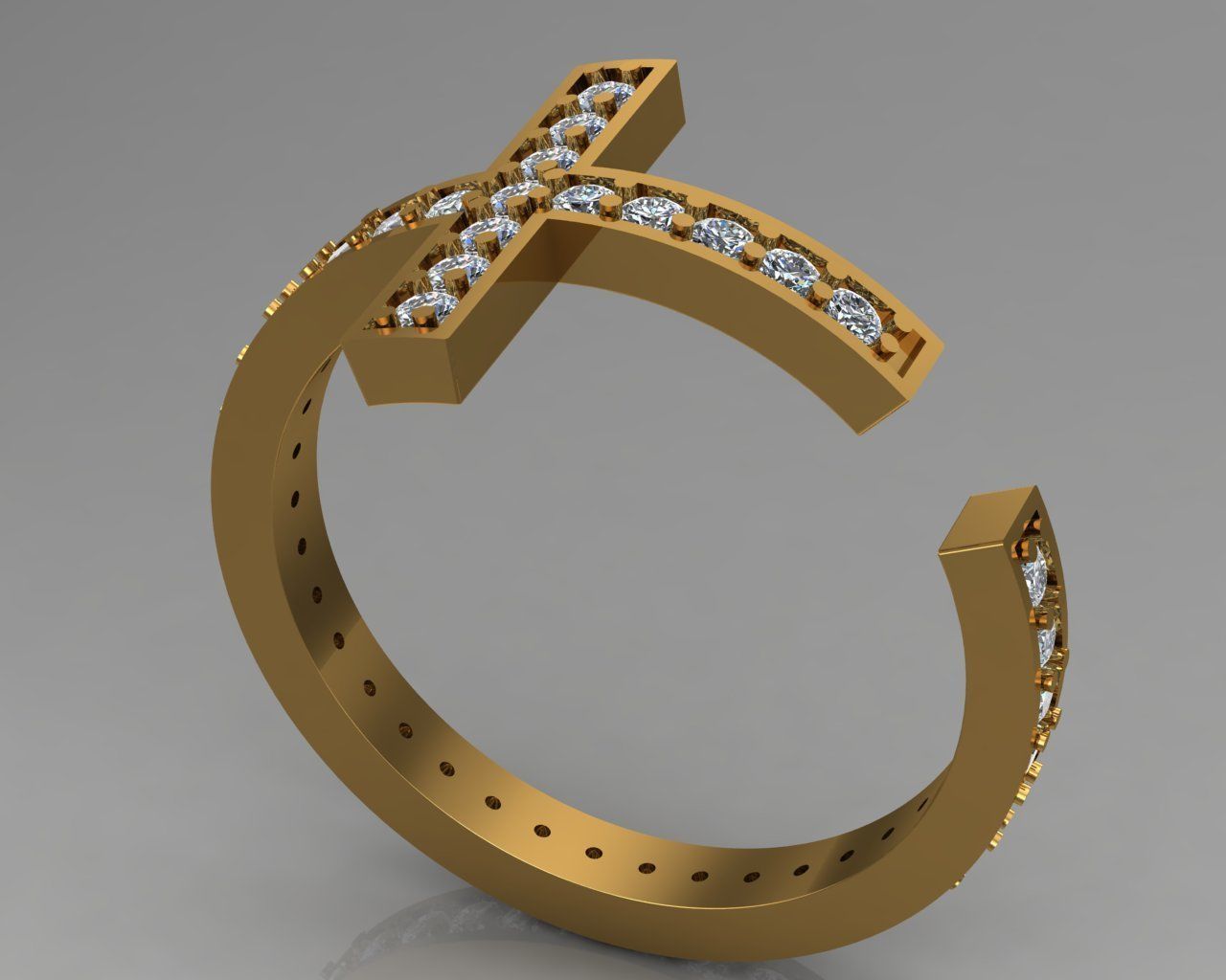 Ring 17 cross 3D print model_3