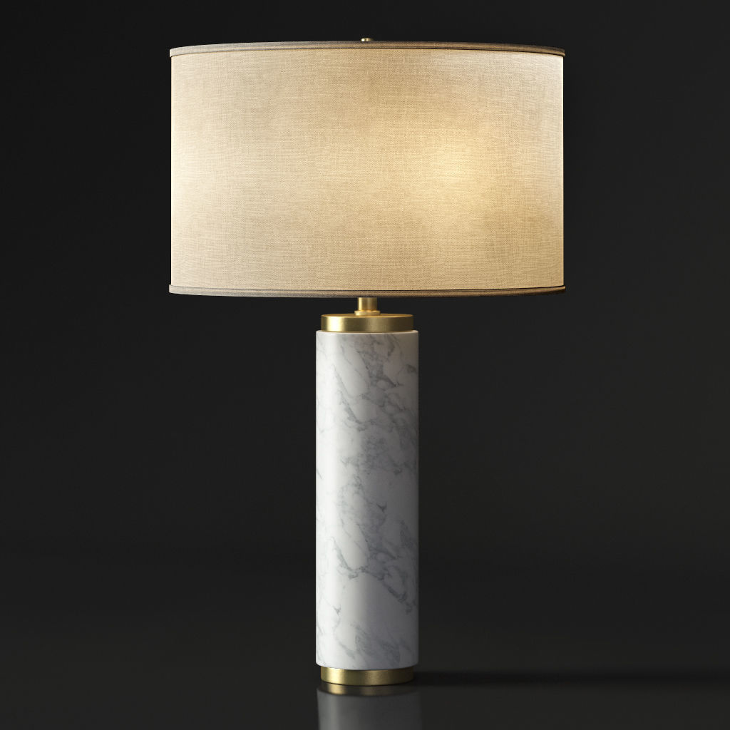 CYLINDRICAL COLUMN MARBLE TABLE LAMP 3D model_1