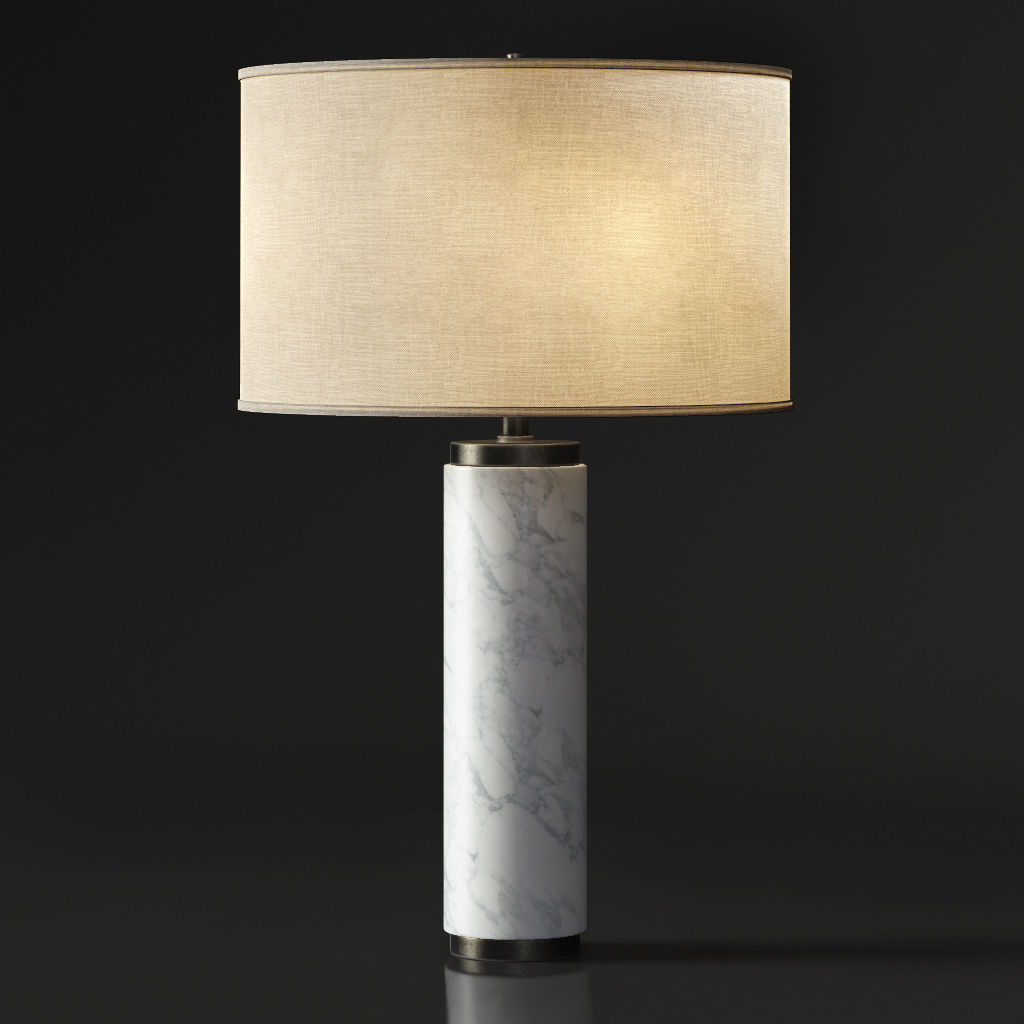 CYLINDRICAL COLUMN MARBLE TABLE LAMP 3D model_2