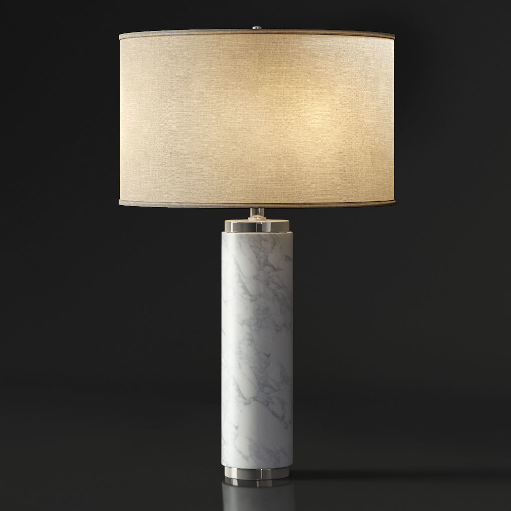 CYLINDRICAL COLUMN MARBLE TABLE LAMP 3D model_4