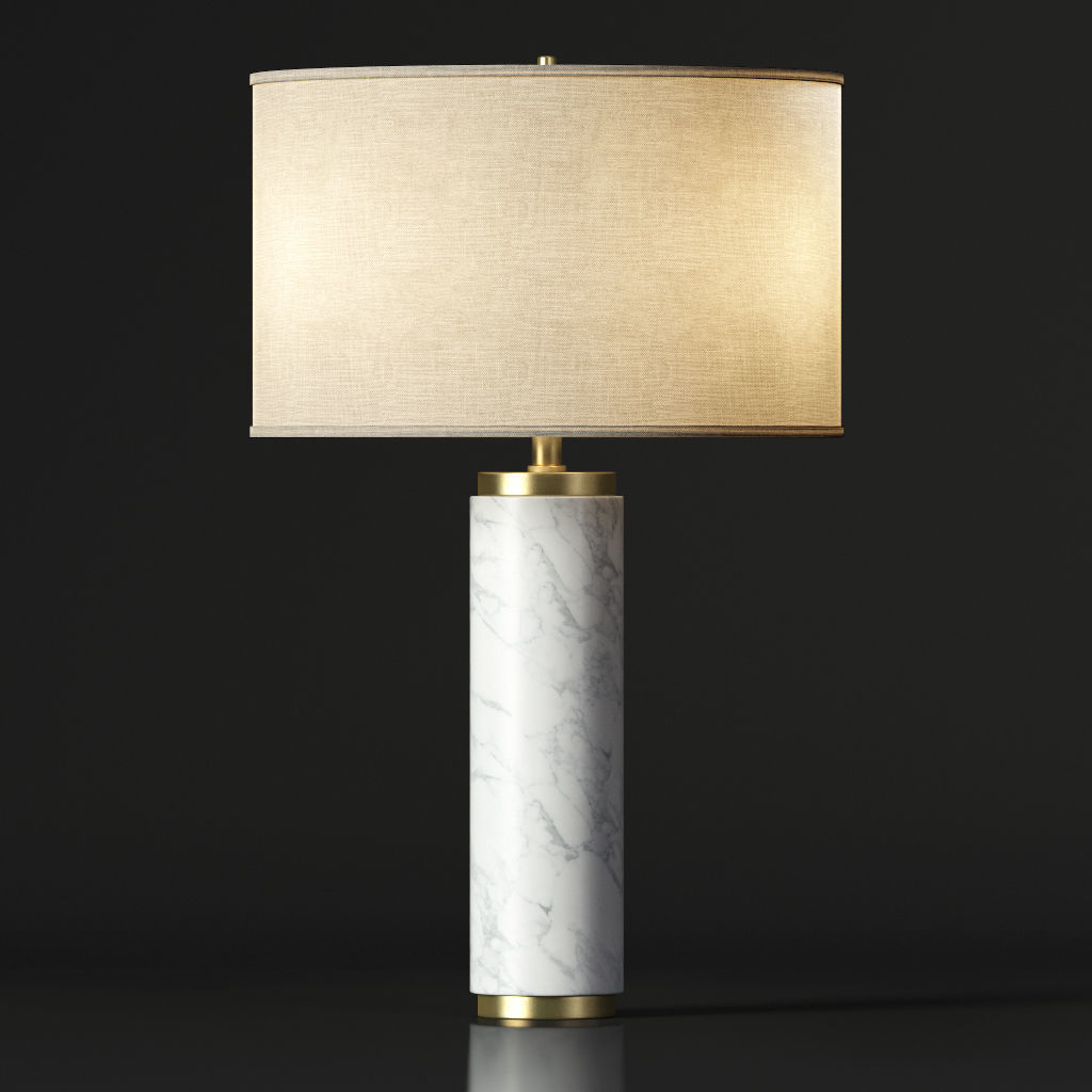 CYLINDRICAL COLUMN MARBLE TABLE LAMP 3D model_3