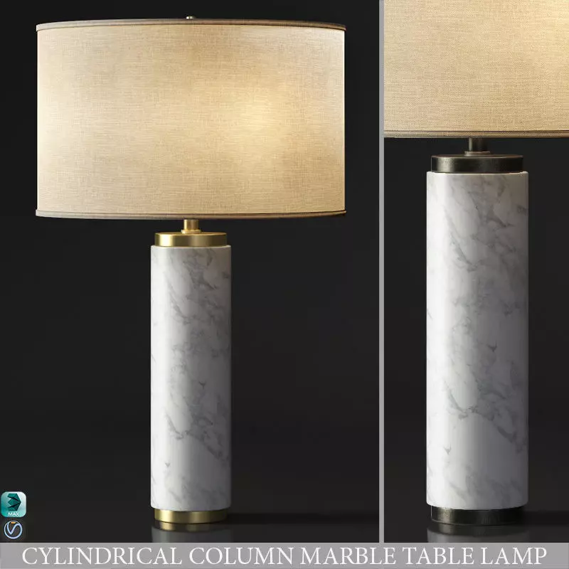 CYLINDRICAL COLUMN MARBLE TABLE LAMP 3D model_0