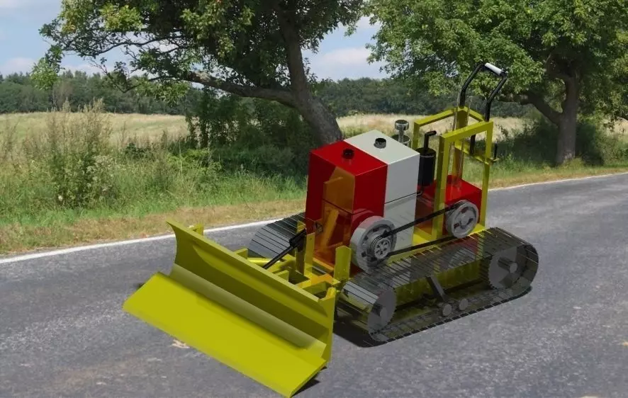 crawler bulldozer on road Free 3D model_0