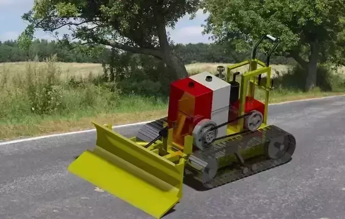 crawler bulldozer on road