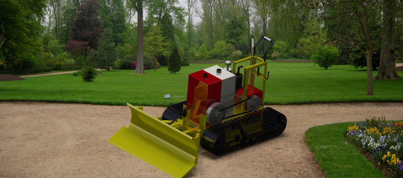 crawler bulldozer on road Free 3D model_1