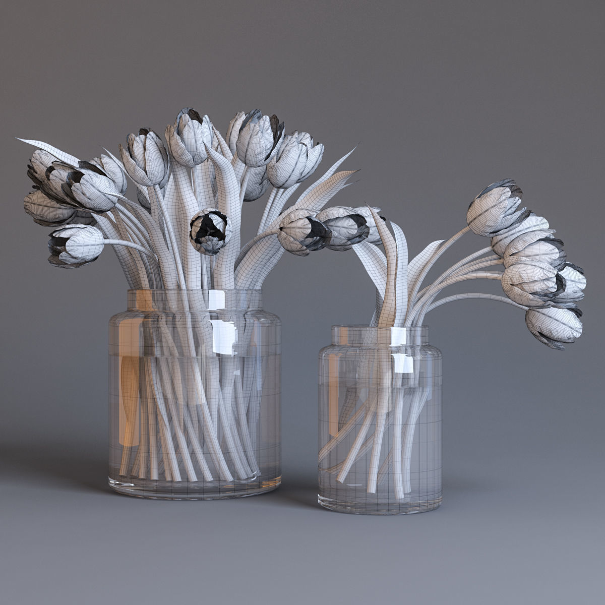 White tulips 3D model_4