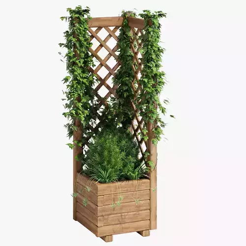Square Planter With Lattice 2 3D model