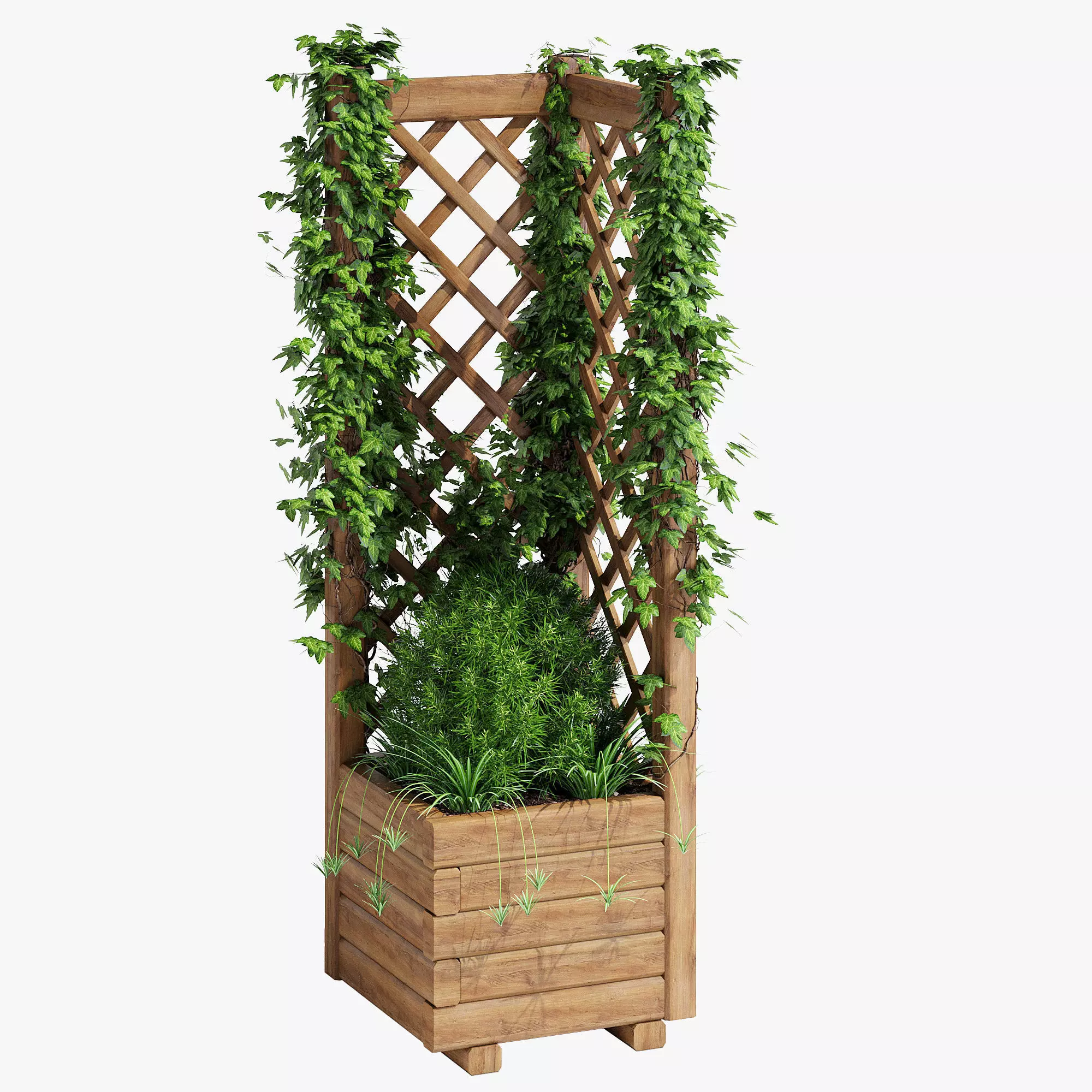 Square Planter With Lattice 2 3D model