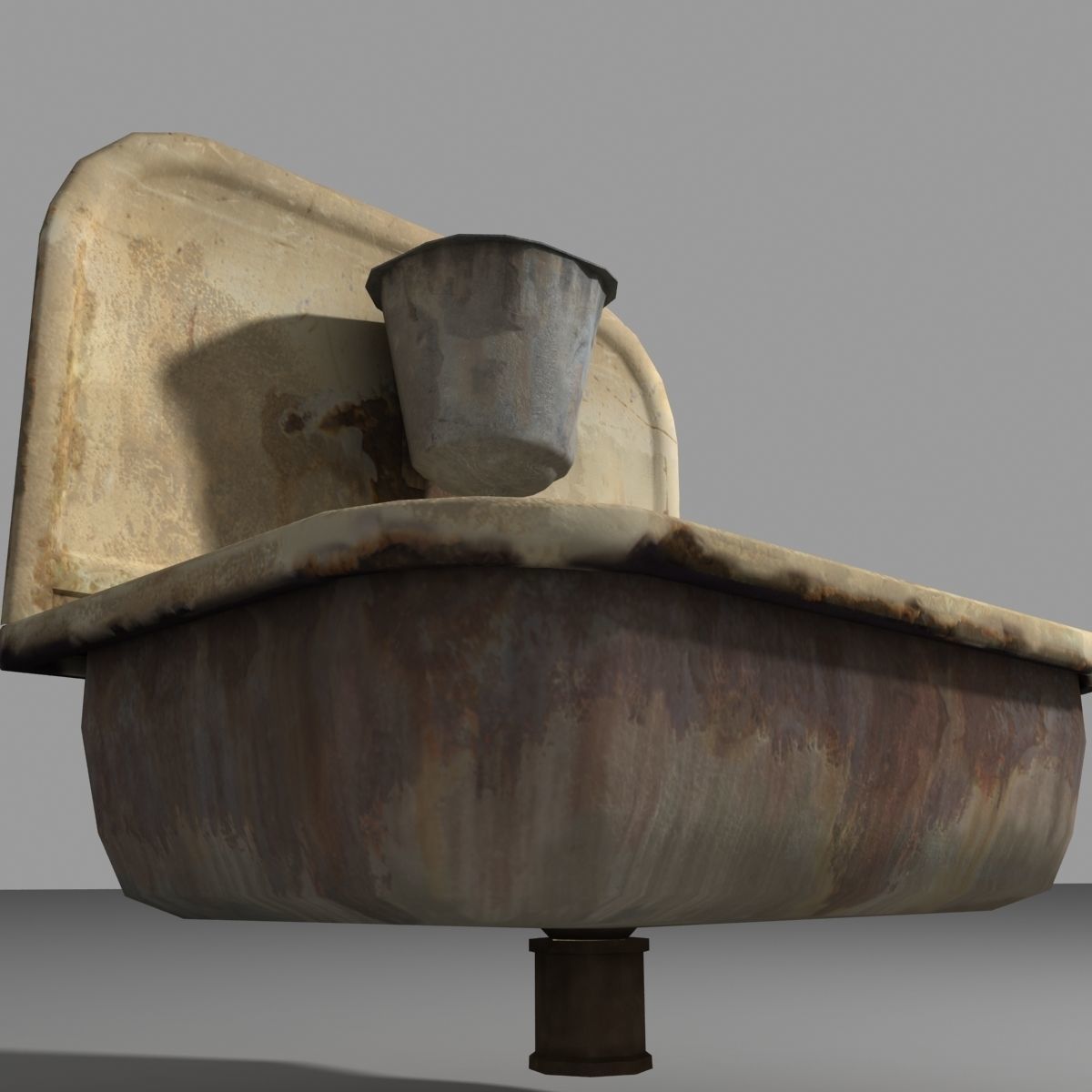 very old sink Low-poly 3D model_1