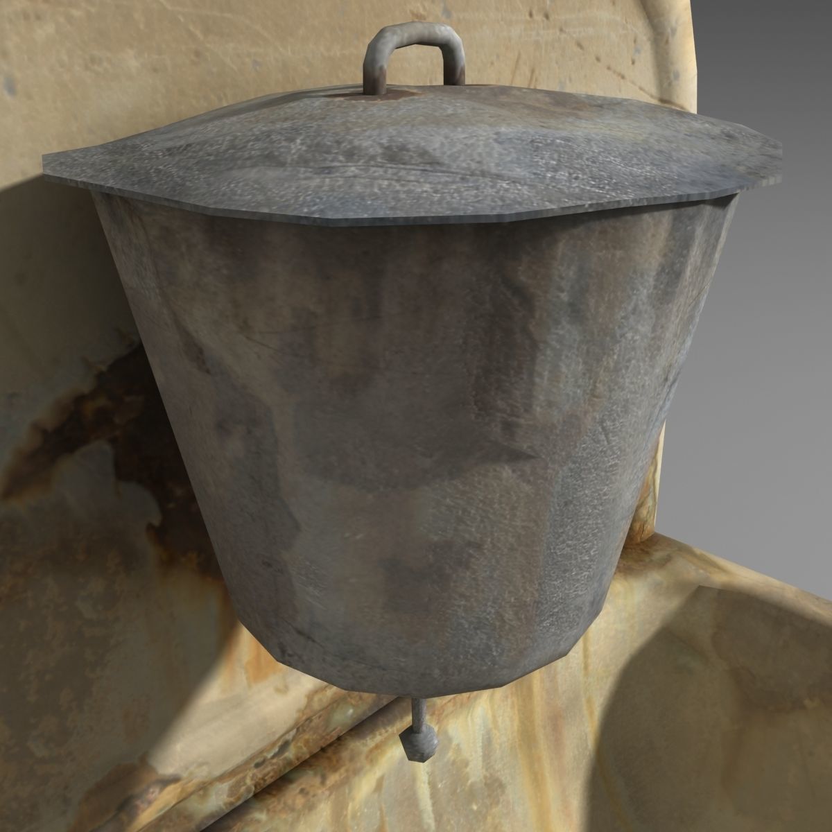 very old sink Low-poly 3D model_3