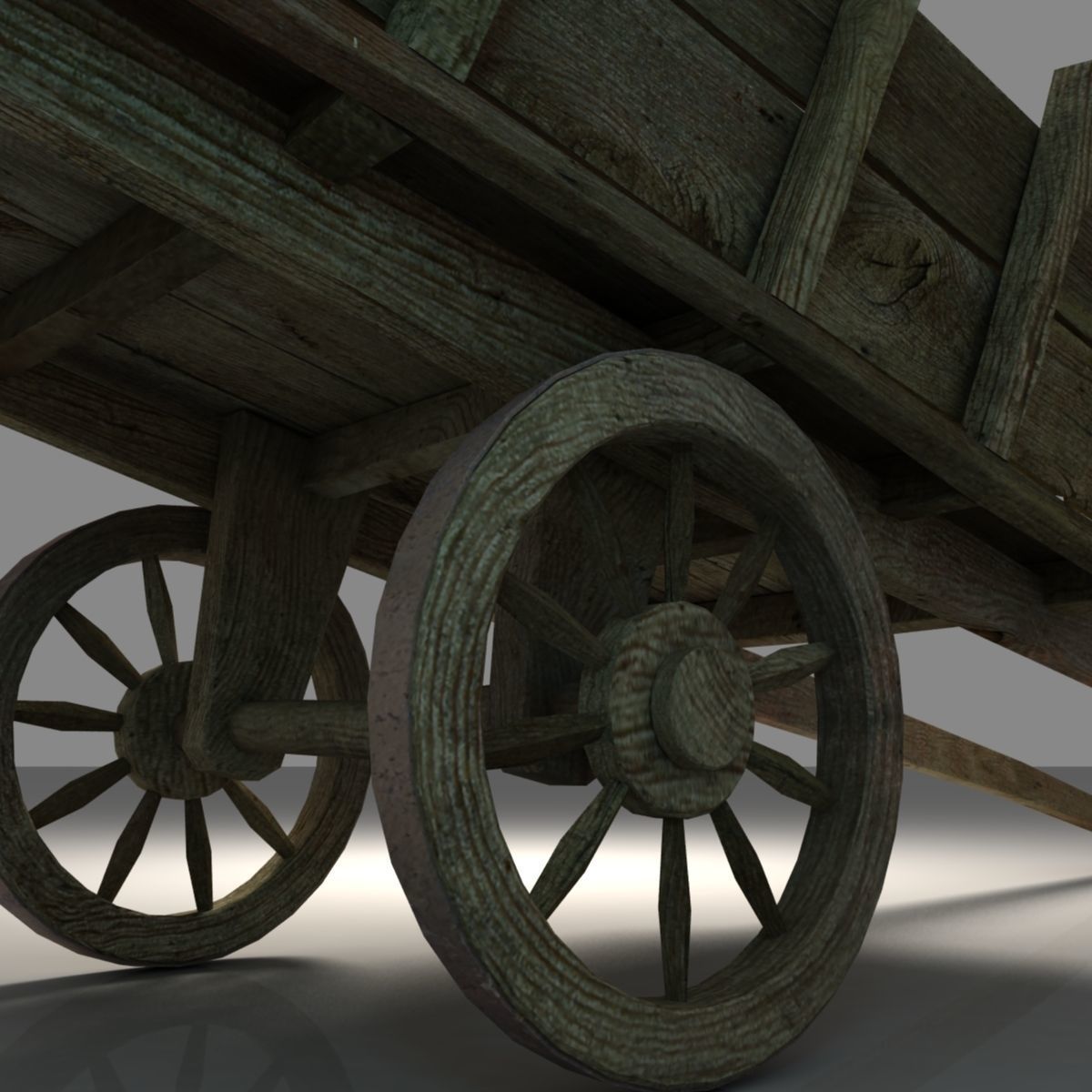 wooden cart Free low-poly 3D model_4
