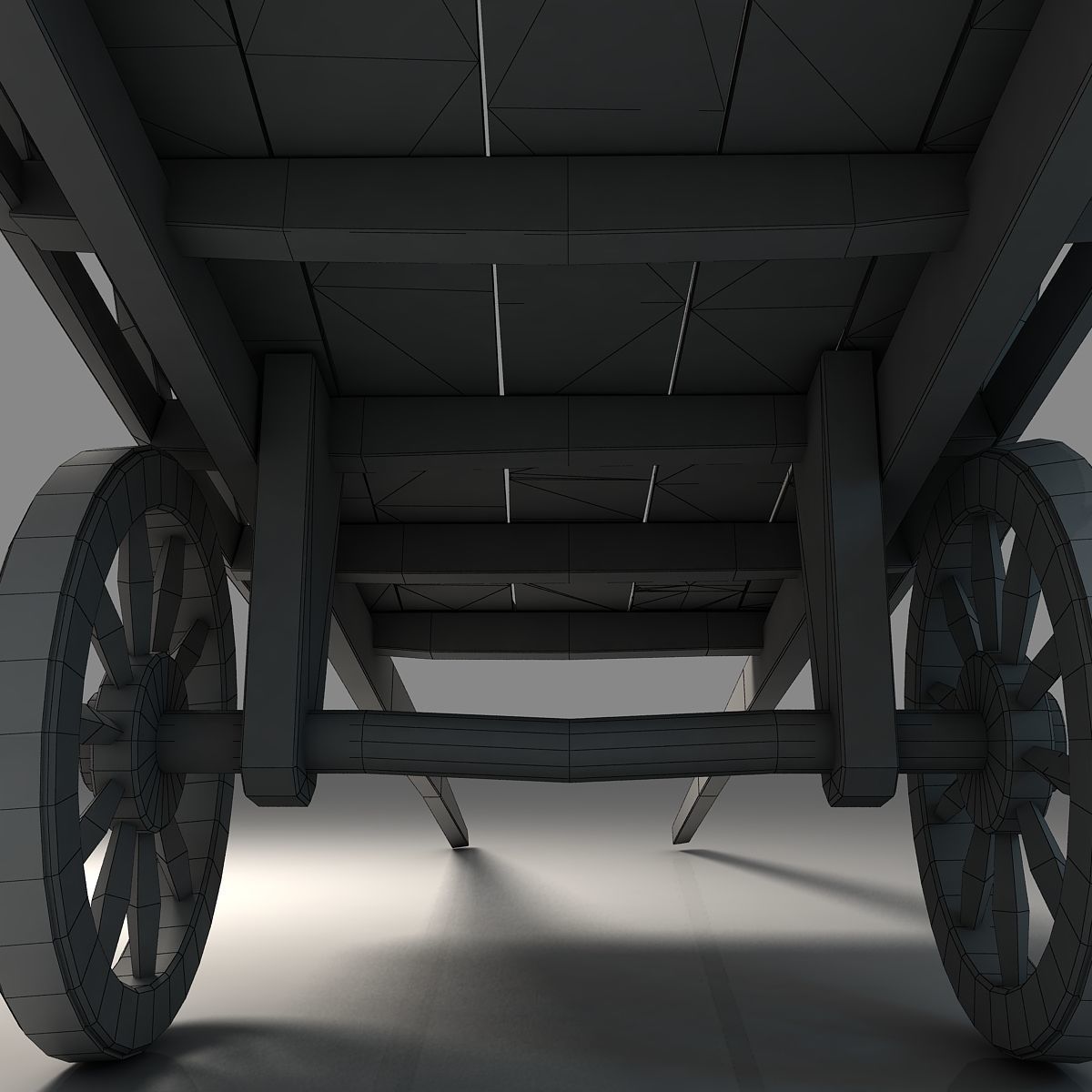 wooden cart Free low-poly 3D model_10
