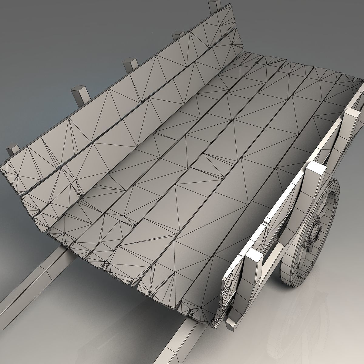 wooden cart Free low-poly 3D model_8