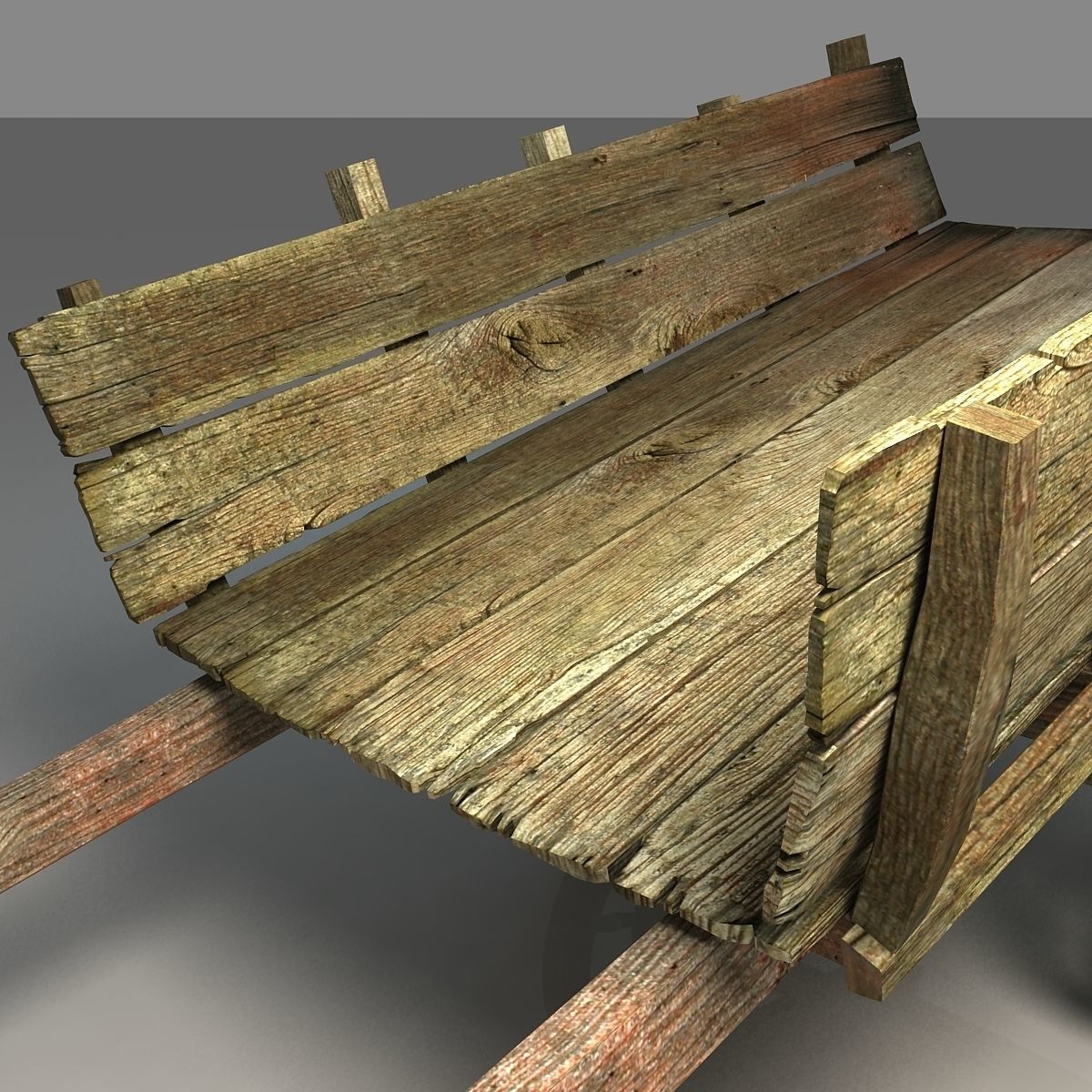 wooden cart Free low-poly 3D model_2