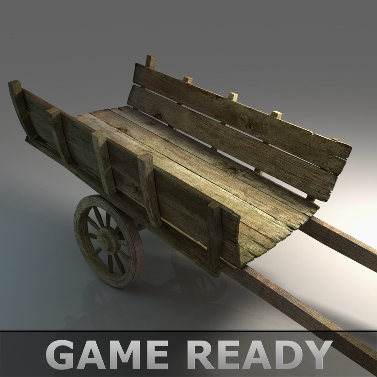wooden cart Free low-poly 3D model_0