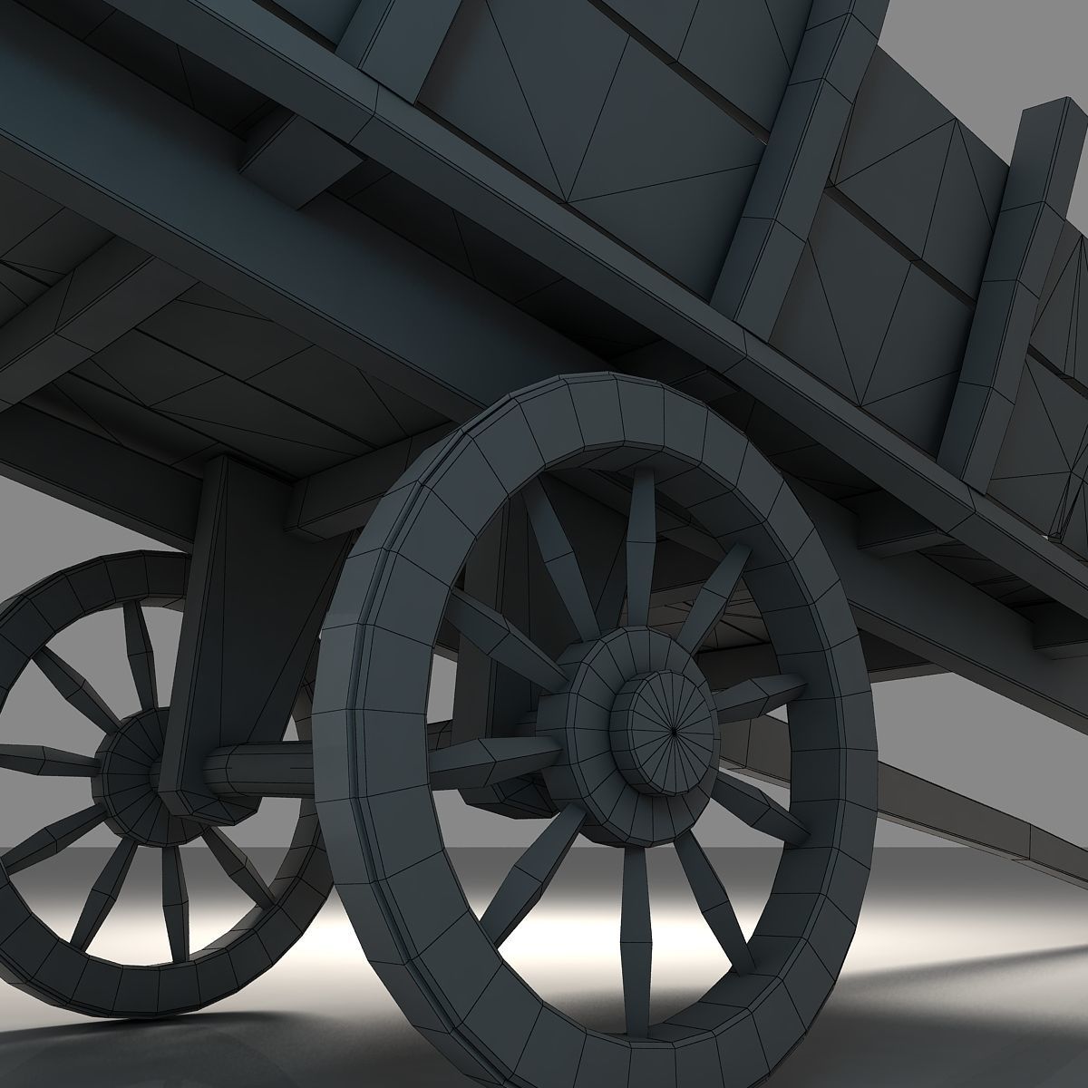wooden cart Free low-poly 3D model_6