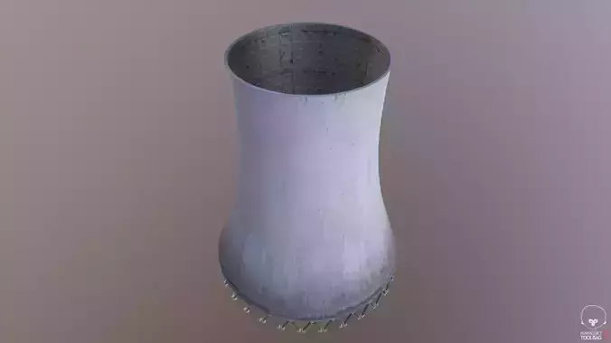 Factory - power plant - cooling tower chimney Low-poly 3D model