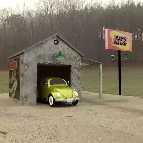 Gas N Git Station in 3ds obj and fbx