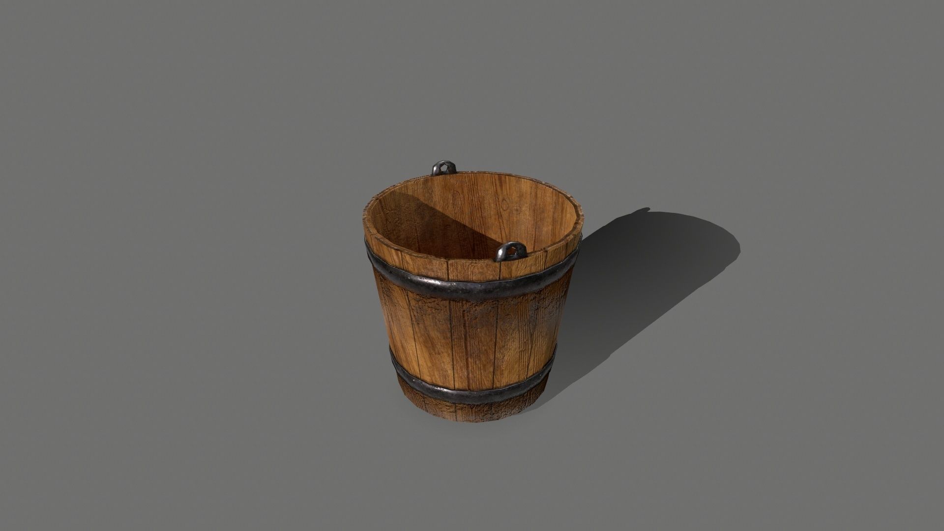 Medieval set metal bucket hanging from chain Low-poly 3D model_20