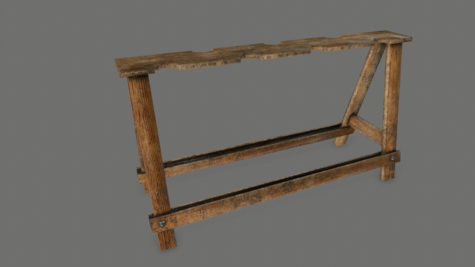 Medieval set metal bucket hanging from chain Low-poly 3D model_29